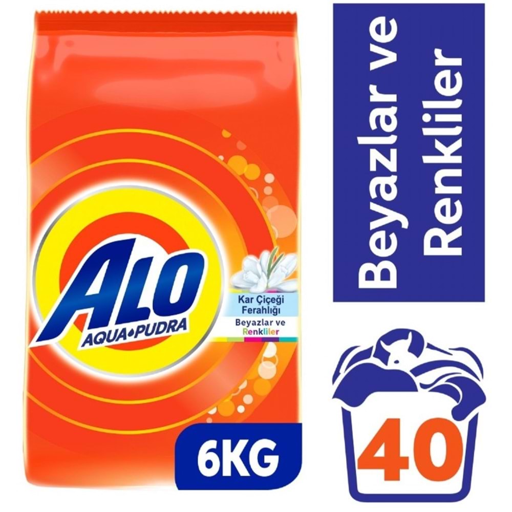Alo Matik Toz Çamaşır Deterjanı 6KG Kar Çiçeği Ferahlğı / Renkliler ve Beyazlar (40 Yıkama)
