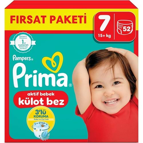 Prima Külot Bebek Bezi 7 Beden 15+ KG XXL 52 Adet Fırsat Pk