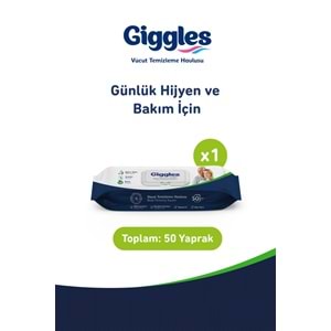 Giggles Yetişkin Vücut Temizleme Islak Mendil Havlu 50 Yaprak XL Tekli Pk (Beyaz Sabun Kokulu)