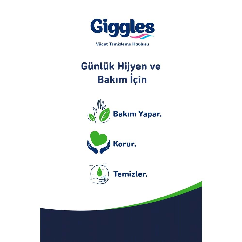 Giggles Yetişkin Vücut Temizleme Islak Mendil Havlu 50 Yaprak XL Tekli Pk (Beyaz Sabun Kokulu)
