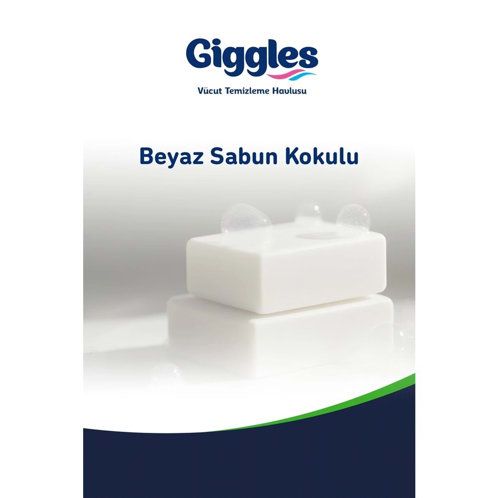 Giggles Yetişkin Vücut Temizleme Islak Mendil Havlu 50 Yaprak XL Tekli Pk (Beyaz Sabun Kokulu)