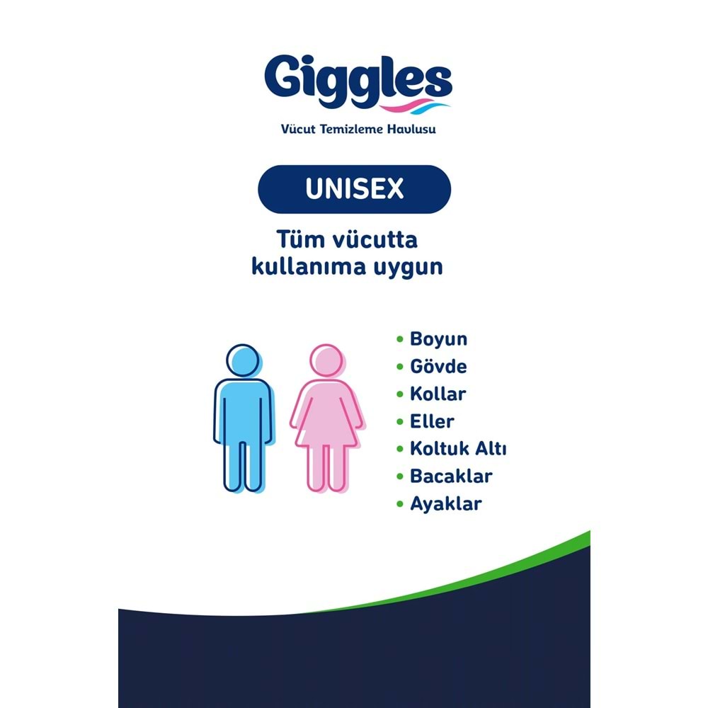 Giggles Yetişkin Vücut Temizleme Islak Mendil Havlu 50 Yaprak XL Tekli Pk (Beyaz Sabun Kokulu)