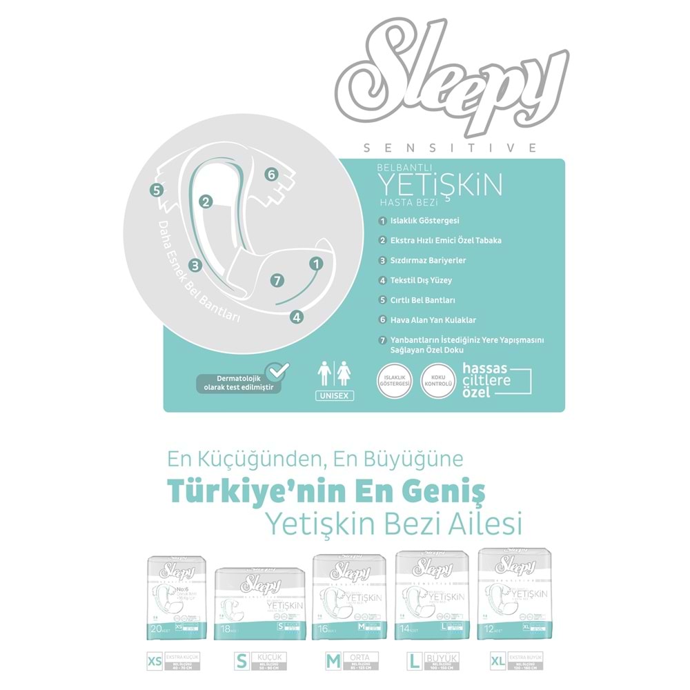 Sleepy Hasta Bezi Bel Bantlı XL Extra Large Boy 12 Li Tekli Pk
