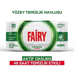 Fairy Yüzey Temizlik Havlusu 100 Yaprak Aktif Oksijen - Beyaz Sabun - Karbonat Plastik Kapaklı