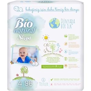 Sleepy Bebek Bezi Bio Natural 4 Beden 7-16 KG Maxi 96 Adet Ultra Pk