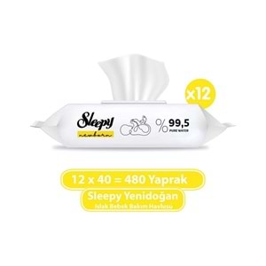 Sleepy Islak Havlu Mendil Pamuklu Yenidoğan Natural Bambu 40 Yaprak 12 Li Set (480 Yaprak)