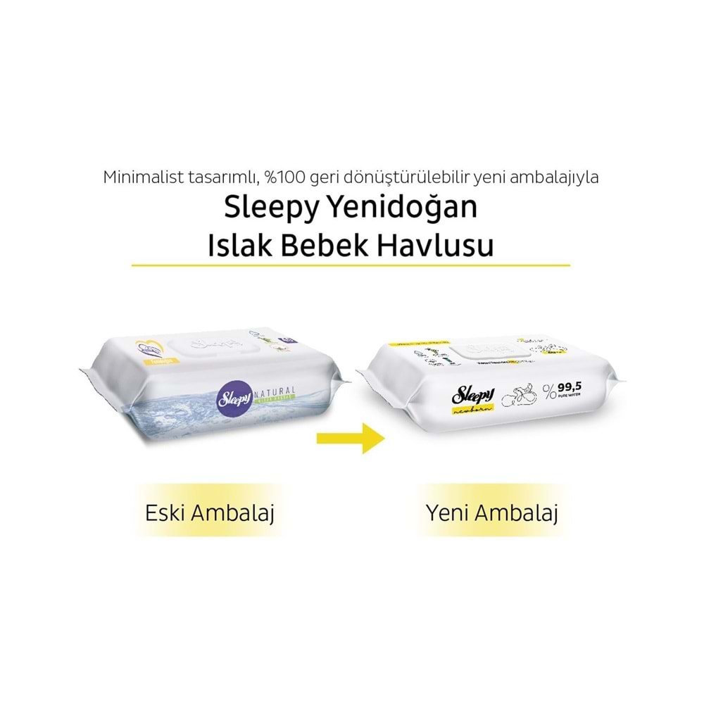 Sleepy Islak Havlu Mendil Pamuklu Yenidoğan Natural Bambu 40 Yaprak 12 Li Set (480 Yaprak)