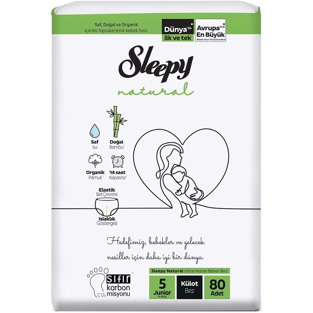 Sleepy Külot Bebek Bezi Natural 5 Beden 11-18 KG Junior 80 Adet Ultra Pk