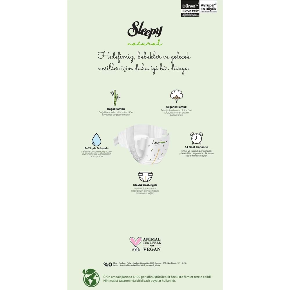 Sleepy Bebek Bezi Naturel Beden:5+ (13-20Kg) Junior Plus 52 Adet Fırsat Pk