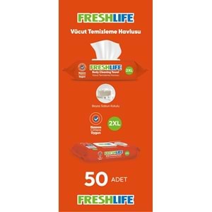 Freshlife Hasta Vücut Temizleme Islak Mendil Havlu 50 Yaprak XL Tekli Pk