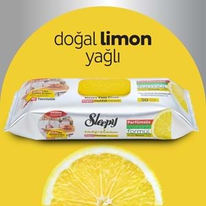Sleepy Easy Clean Yüzey Temizlik Mutfak Havlusu - Mendili 50 Yaprak Limon Yağlı Plastik Kapaklı