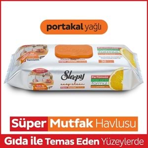 Sleepy Easy Clean Yüzey Temizlik Mutfak Havlusu - Mendili 50 Yaprak Portakal Yağlı Plastik Kapaklı