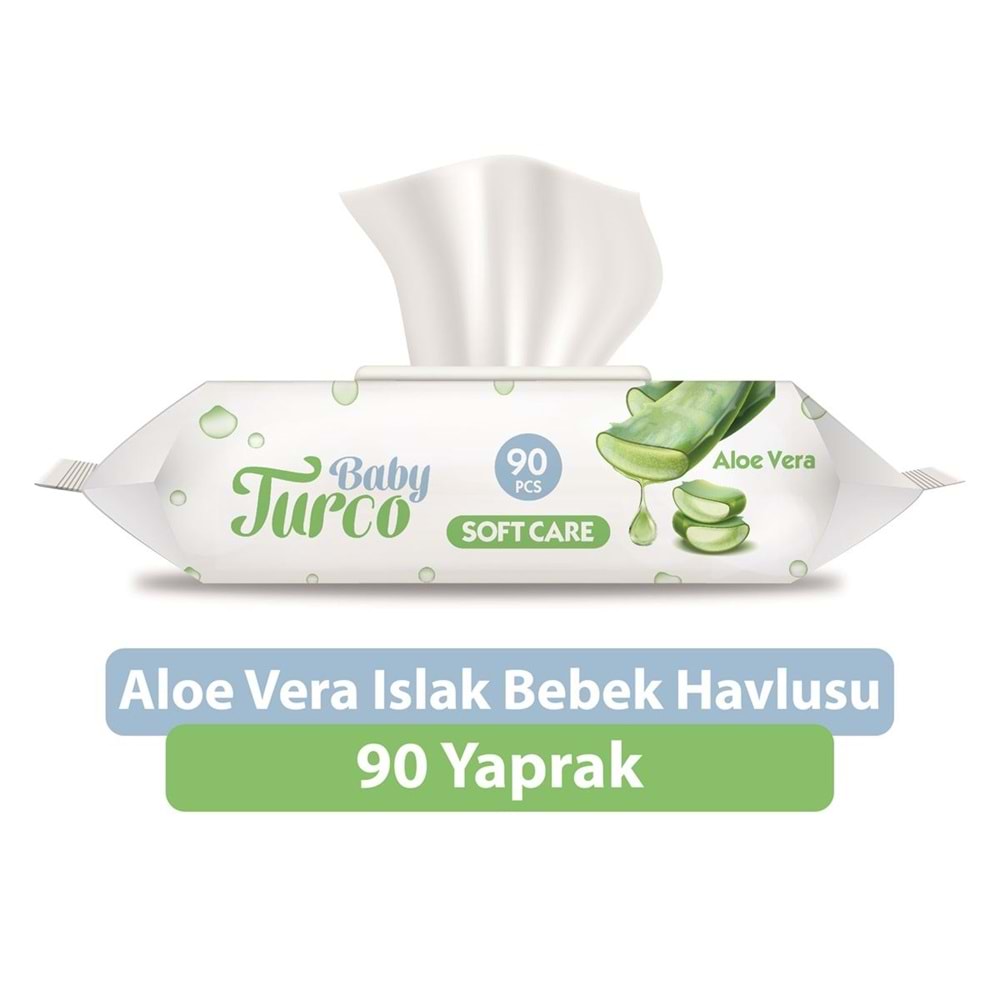 Baby Turco Islak Havlu Mendil Soft Care Aloe Vera 90 Yaprak Tekli Pk Plastik Kapaklı
