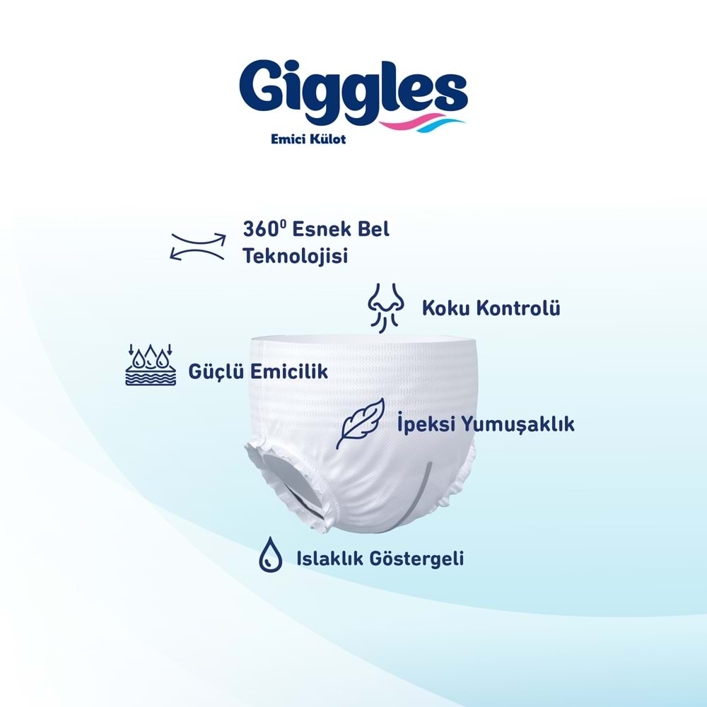 Giggles Yetişkin Bezi Emici Külot Ekstra Büyük (XXL) 30 Adet Tekli Pk Yeni