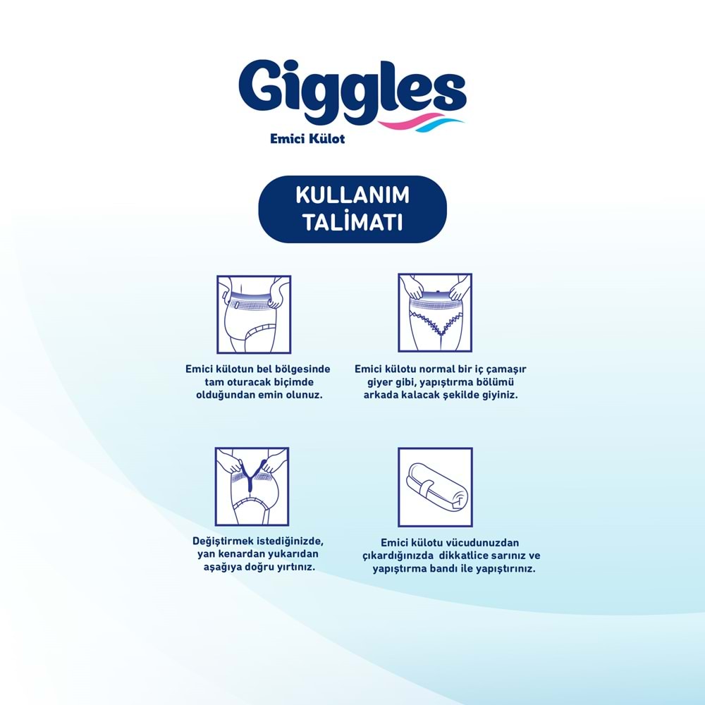 Giggles Yetişkin Bezi Emici Külot Ekstra Büyük (XXL) 30 Adet Tekli Pk Yeni