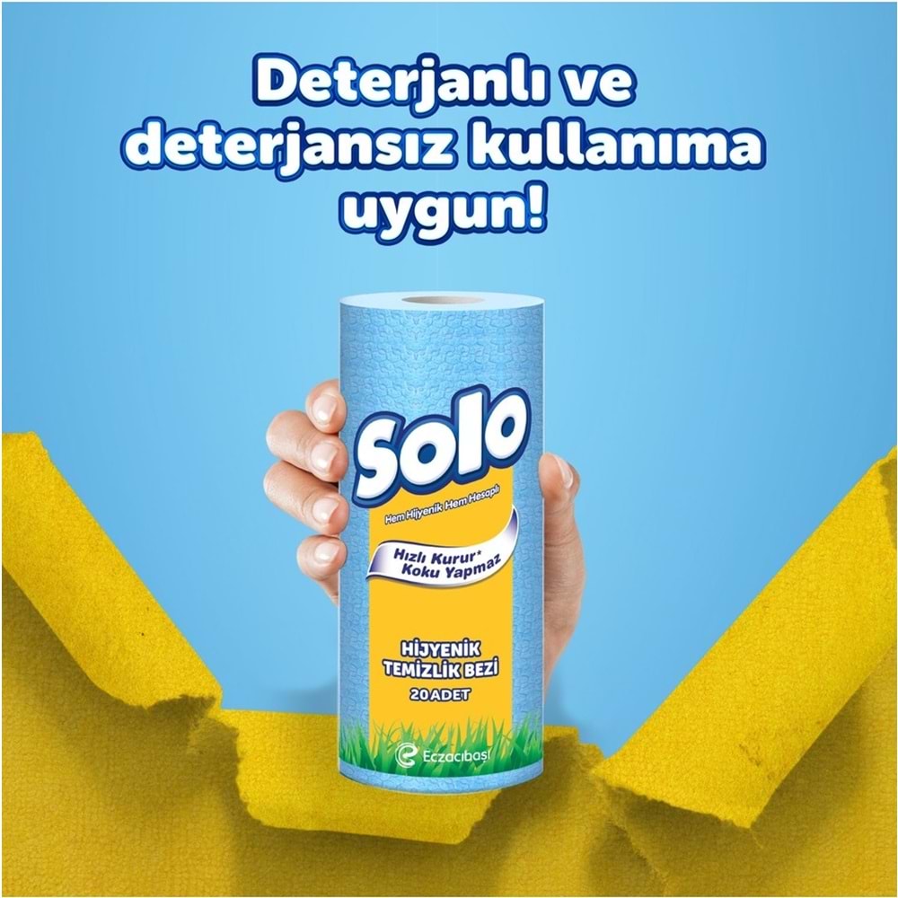 Solo Hijyenik Temizlik Bezi (İç adet 20 Li) (Kokusuz ve Hızla Kuruyan)