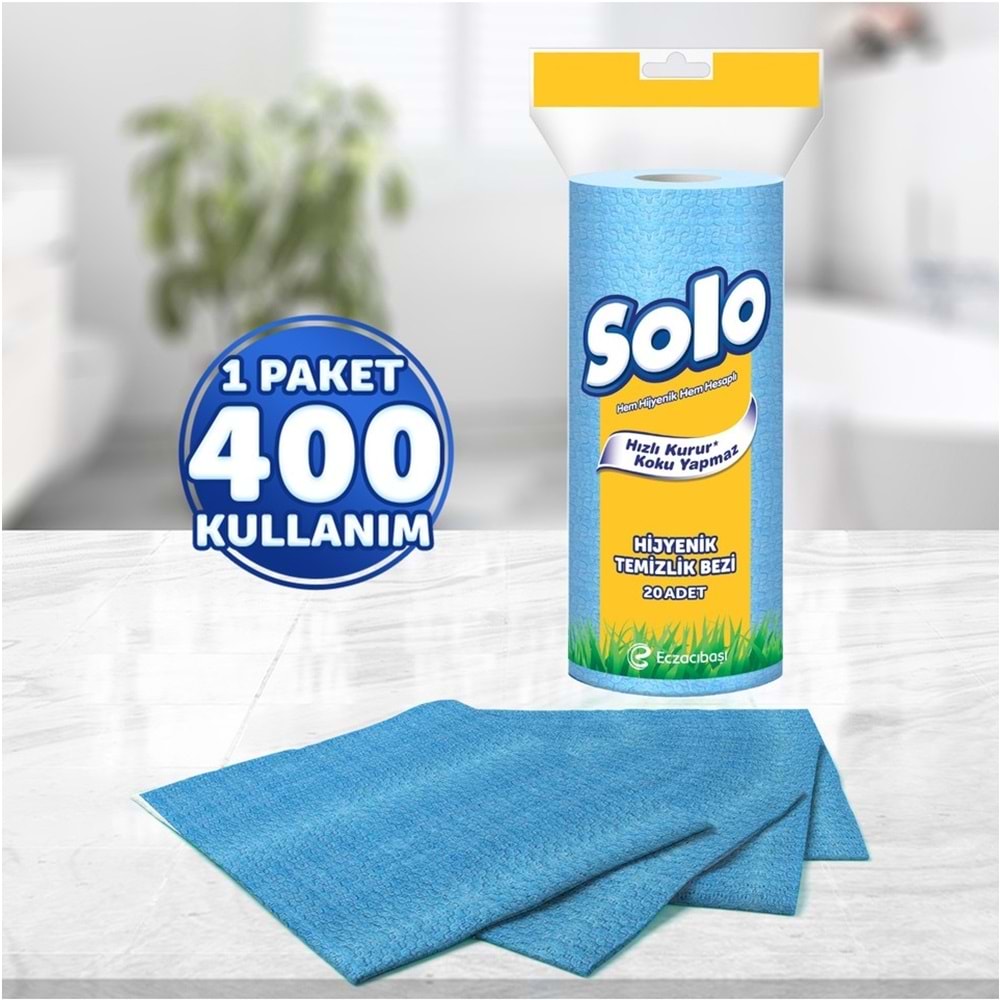 Solo Hijyenik Temizlik Bezi (İç adet 20 Li) (Kokusuz ve Hızla Kuruyan)