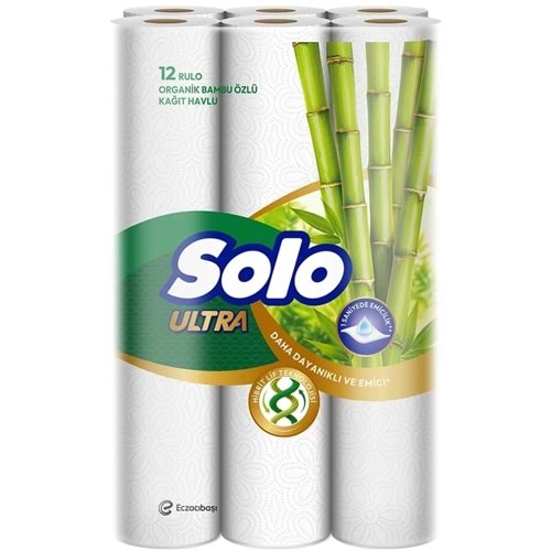 Solo Ultra Kağıt Havlu 12 Li Paket Rulo Organik Bambu ve Pamuk Özlü