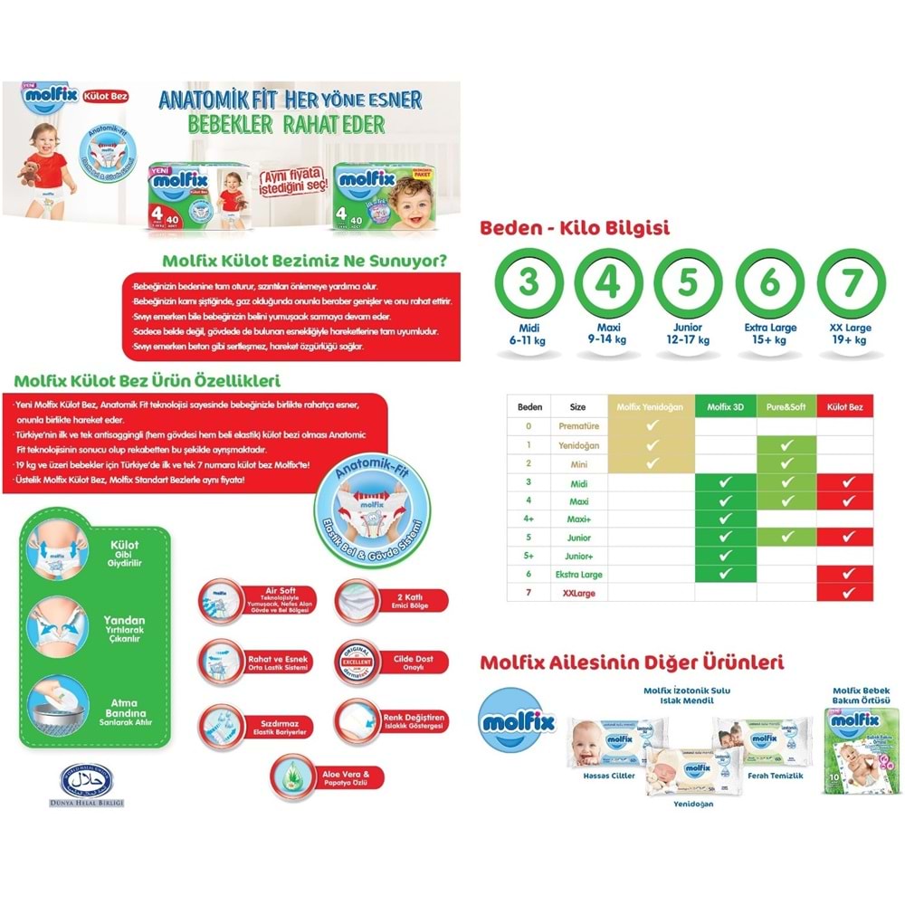 Molfix Külot Bebek Bezi Beden:6 (15+Kg) Extra Large 50 Adet Süper Fırsat Pk