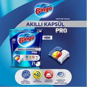 Bingo Akıllı Kapsül Pro Bulaşık Makinesi Deterjanı Tableti 50 Adet Limon Kokulu
