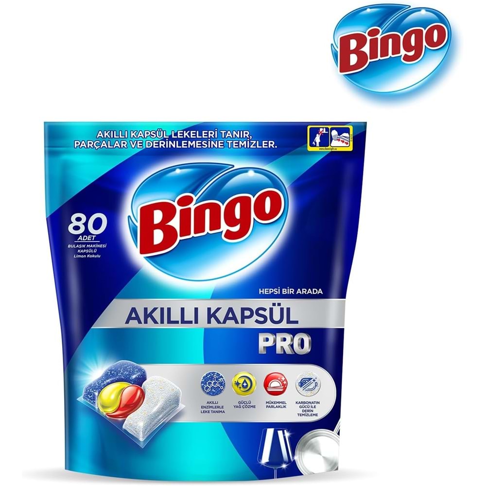 Bingo Akıllı Kapsül Pro Bulaşık Makinesi Deterjanı Tableti 80 Adet Limon Kokulu