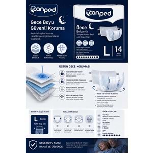 Canped Yetişkin Bezi Bel Bantlı Gece Night L - Büyük - Large 14 Adet Tekli Pk