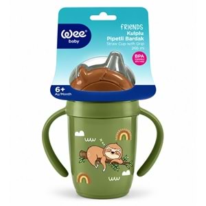 Wee Baby Friends Kulplu Pipetli Bardak 265 ML (Kod:339) Seçenekli - Yeşil