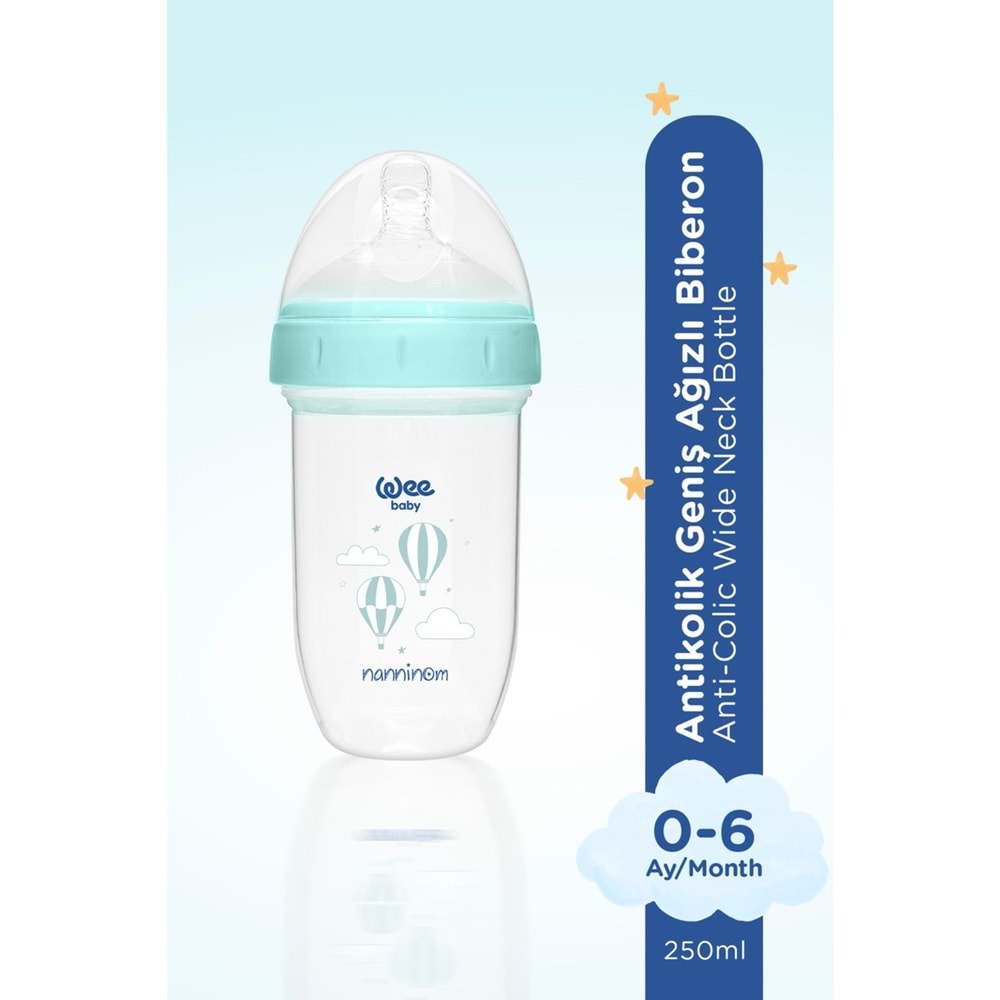 Wee Baby Nanninom Antikolik Geniş Ağızlı Biberon 250 ML (0-6 Ay)