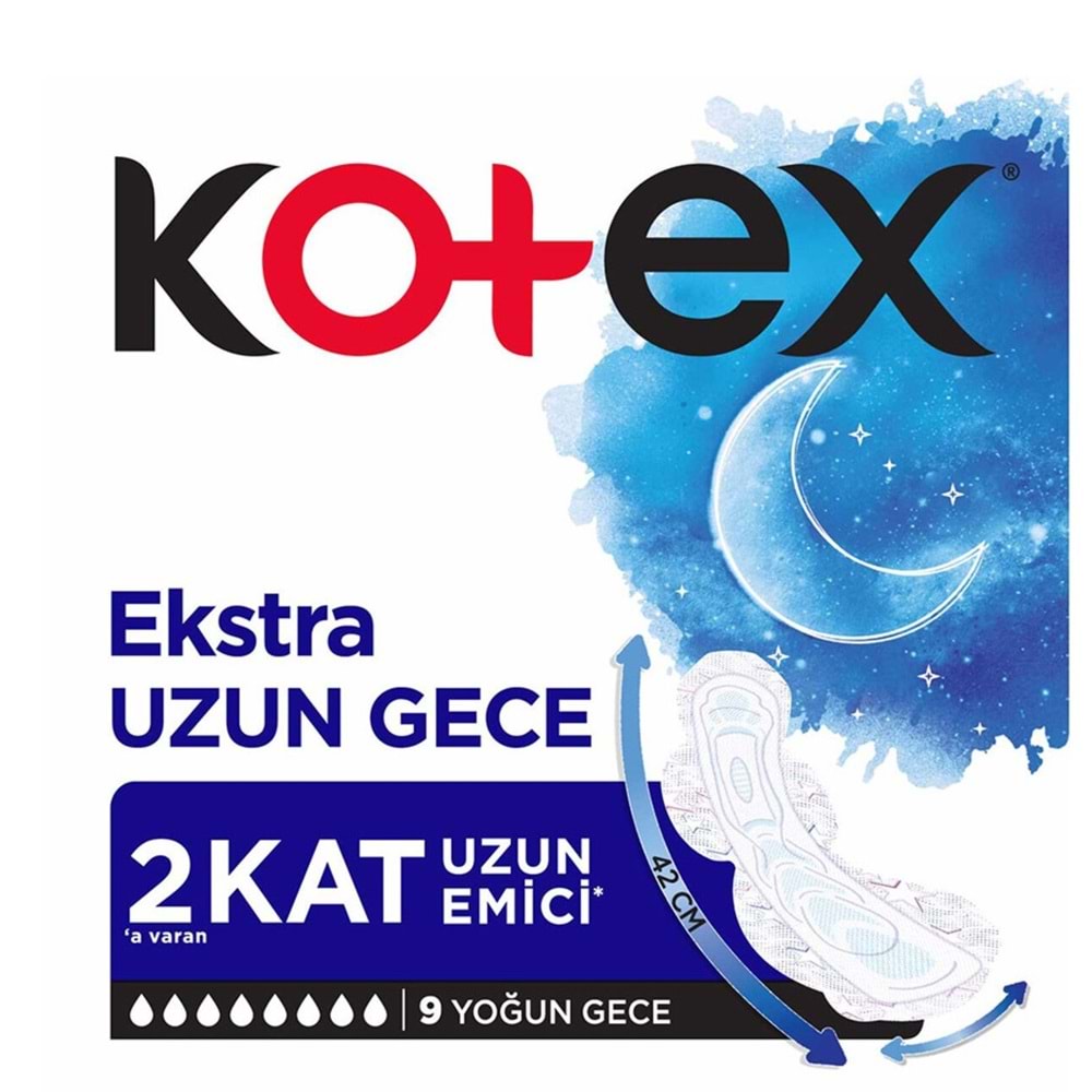 Kotex Hijyenik Ped Ekstra Uzun Gece 9 Adet