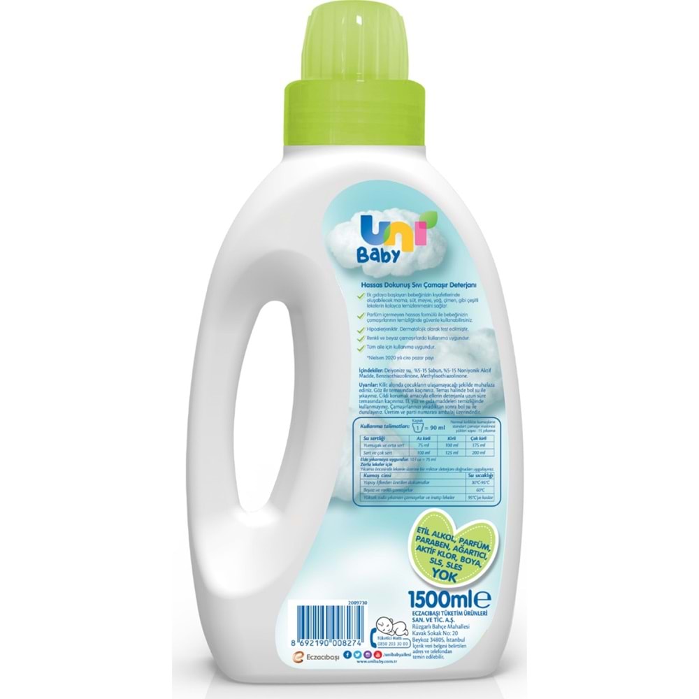 Uni Baby Çamaşır Deterjanı Sensitive 1500ML Hassas Dokunuş (Yeşil)