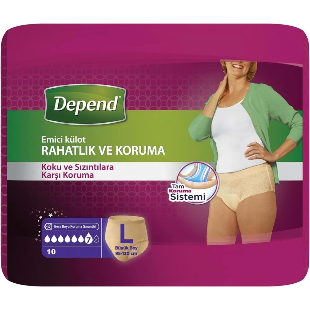 Depend Emici Külot Lohusa Pedi L - Large - Büyük Kadın (10 Adet) Tekli Pk