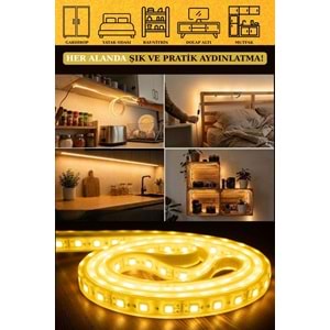 Mandaş 5 Metre Günışığı Şerit Led 3000K Mutfak Tezgah Üstü Dolap Altı İçin 12V Tam Set