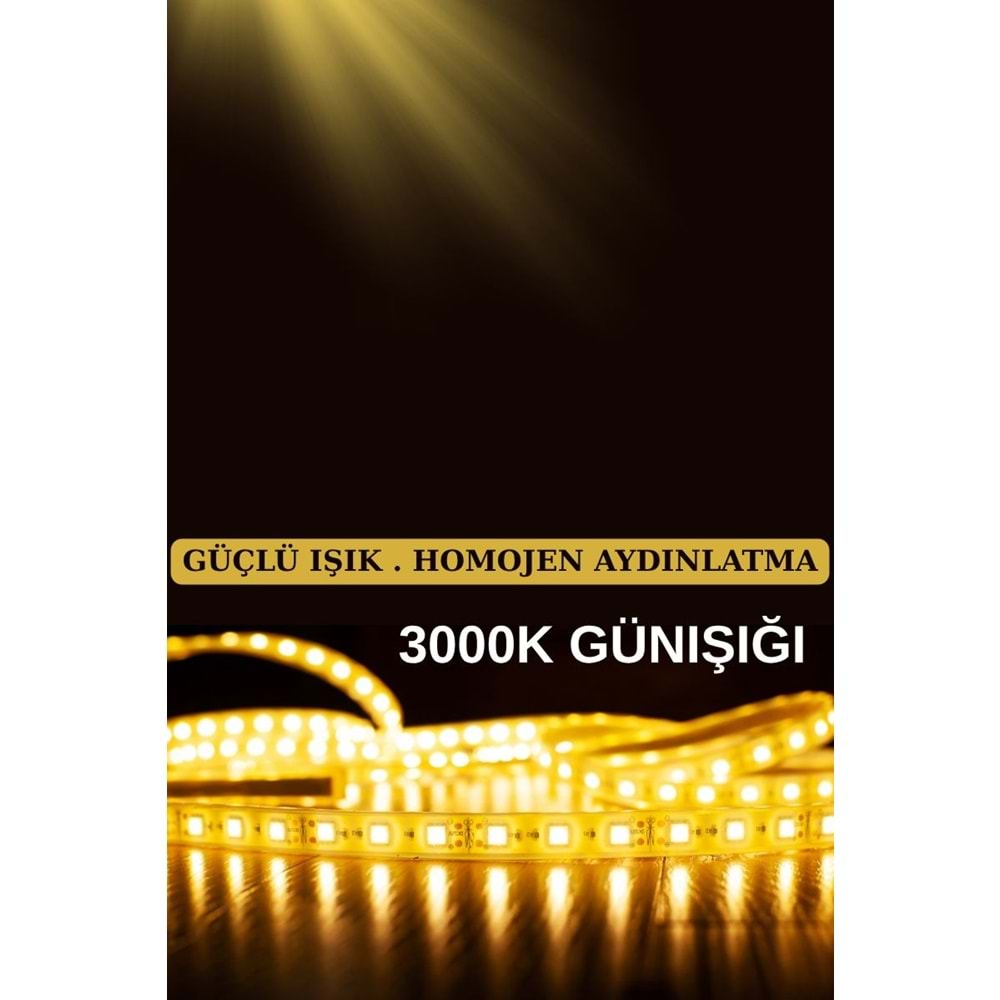 Silorien 5 Metre Günışığı Şerit LED Mutfak Dolabı Tezgah Üstü Adaptörlü Aç Kapa Düğmeli Tak Çalıştır