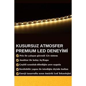 Silorien 3 Metre Günışığı Şerit LED Mutfak Dolabı Tezgah Üstü Adaptörlü Aç Kapa Düğmeli Tak Çalıştır