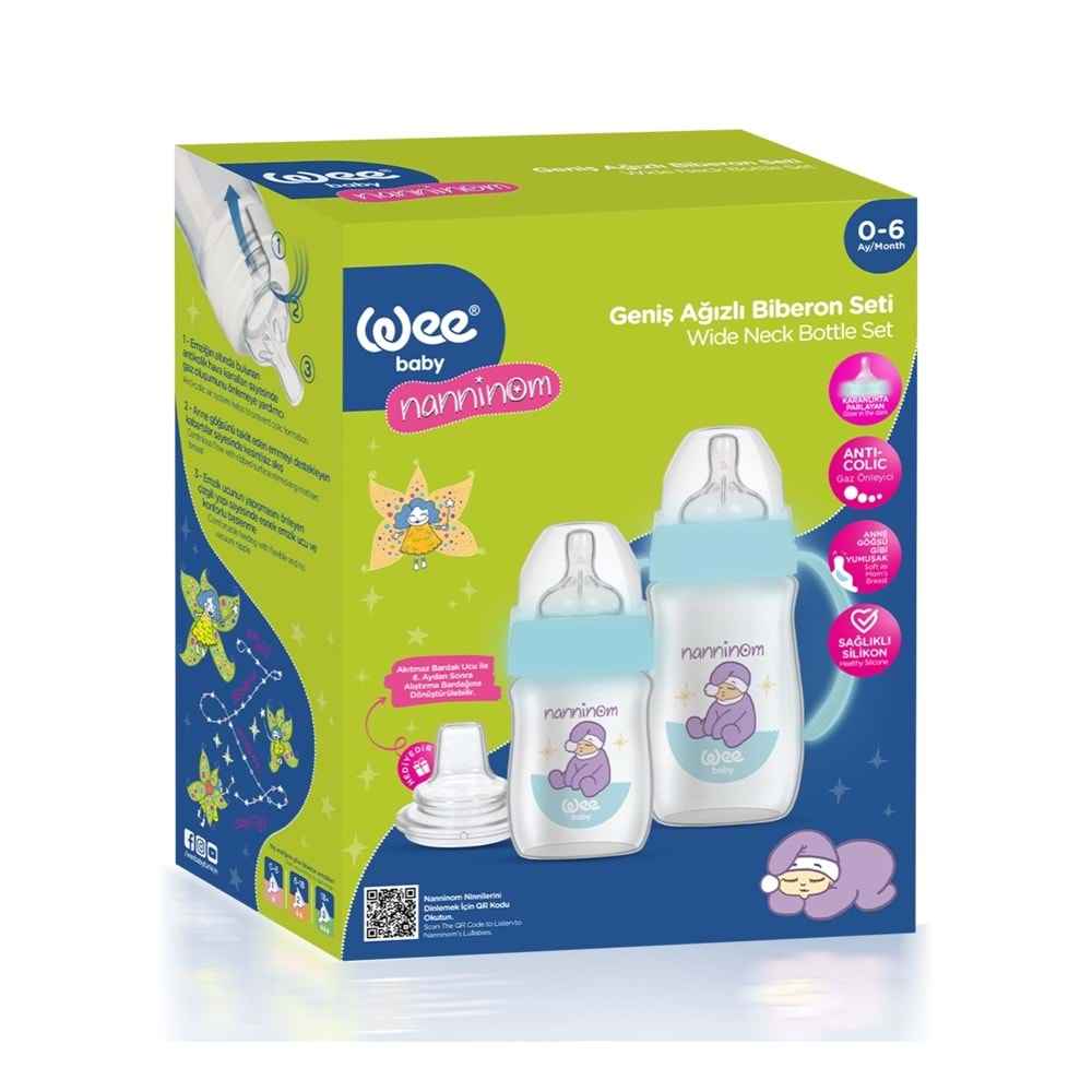 Wee Baby Nanninom Geniş Ağızlı Biberon Seti 0-6 Ay (İçeriği 3 Parça)