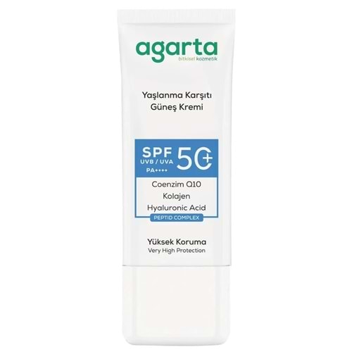 Agarta Yaşlanma Karşıtı Collagen Destekli Spf+50 Faktör Yüz Güneş Kremi 50 ML