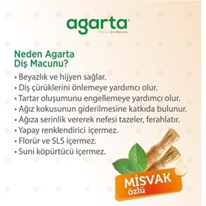 Agarta Doğal Diş Macunu 100ML Misvak özlü