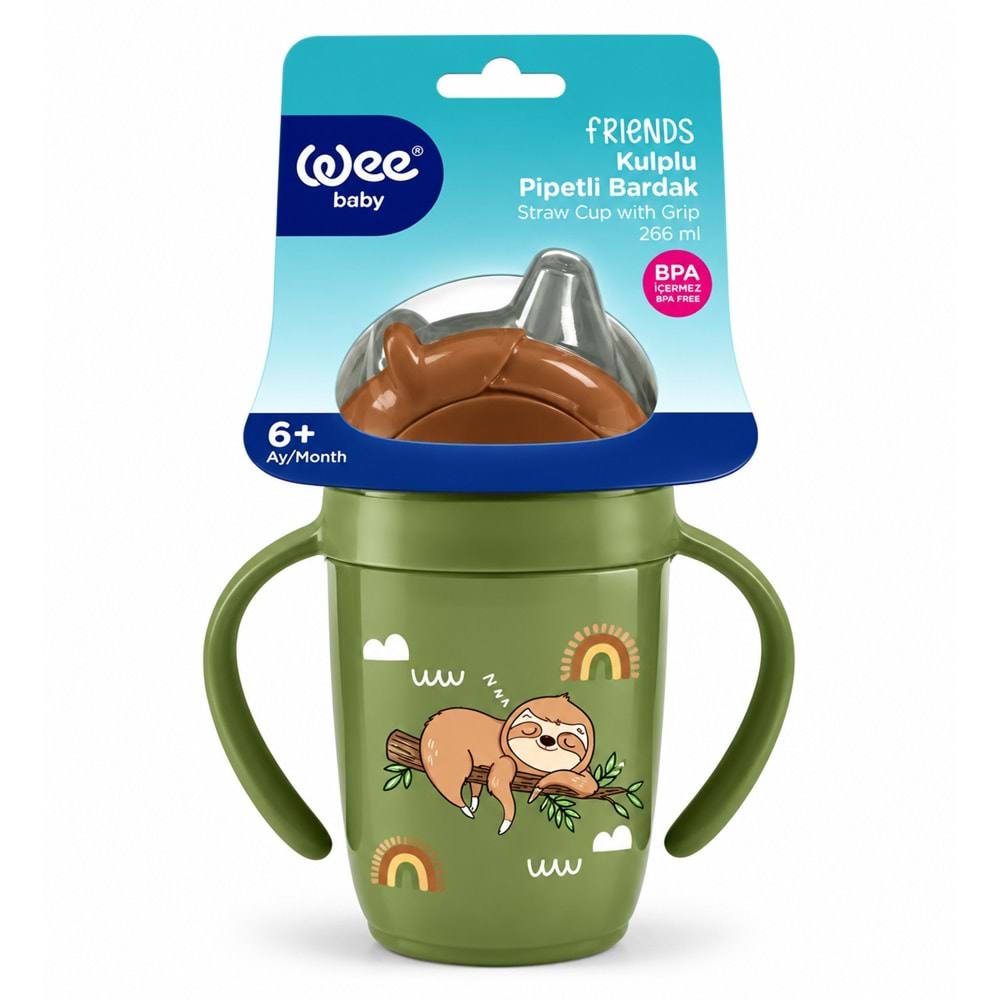 Wee Baby Friends Kulplu Pipetli Bardak 265 ML (Kod:339) Seçenekli