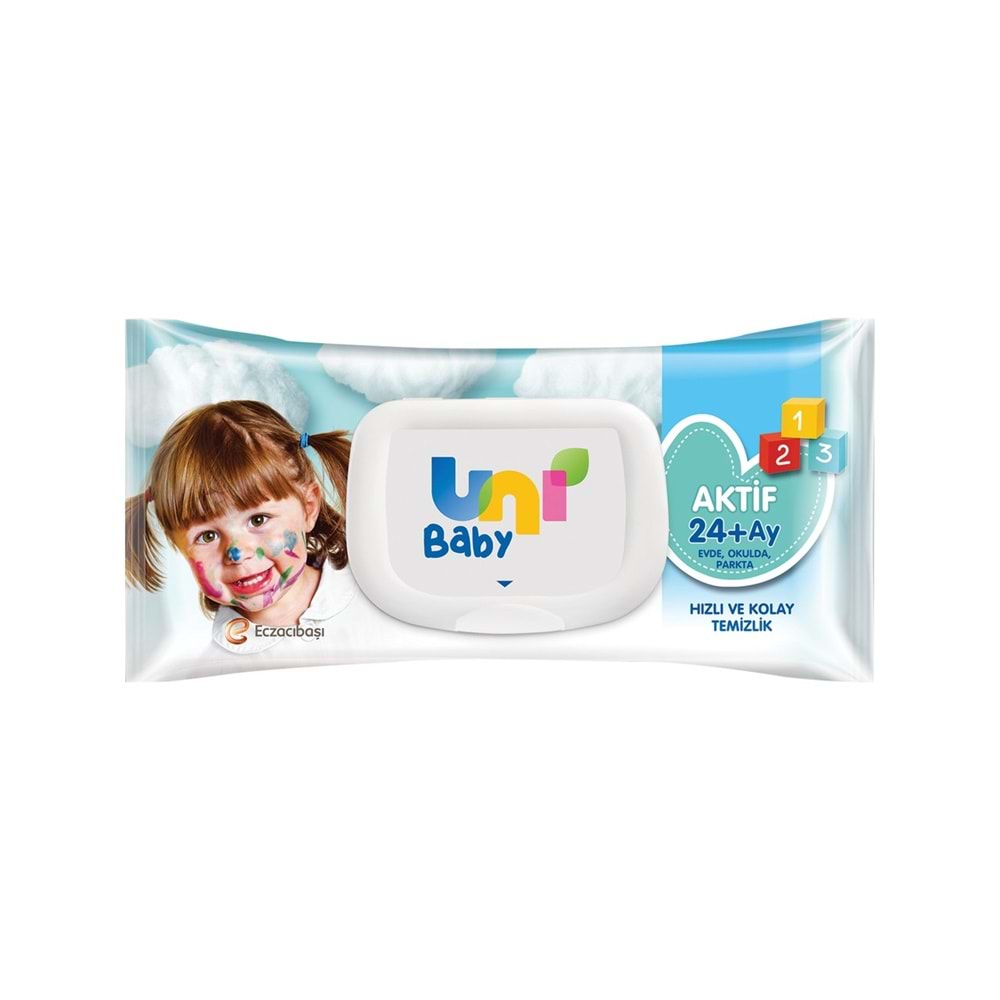 Uni Baby Islak Havlu Mendil 72 Yaprak Aktif (24 Lü Set) Plastik Kapaklı