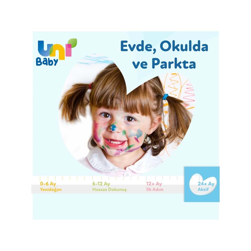 Uni Baby Islak Havlu Mendil 72 Yaprak Aktif (24 Lü Set) Plastik Kapaklı