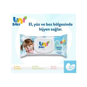 Uni Baby Islak Havlu Mendil 72 Yaprak Aktif (24 Lü Set) Plastik Kapaklı