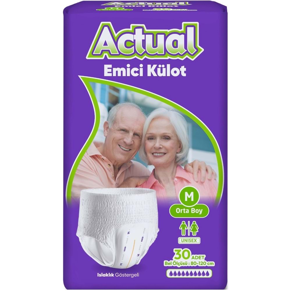 Actual Emici Külot Yetişkin Bezi M - Medium - Orta (Islaklık Göstergeli) 150 Adet (5PK*30)