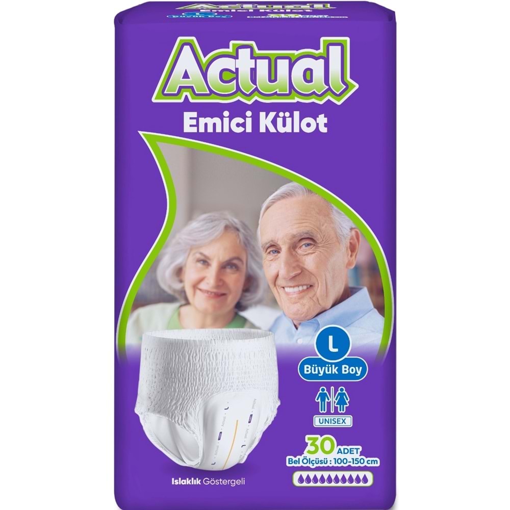 Actual Emici Külot Yetişkin Bezi L - Large - Büyük (Islaklık Göstergeli) 60 Adet
