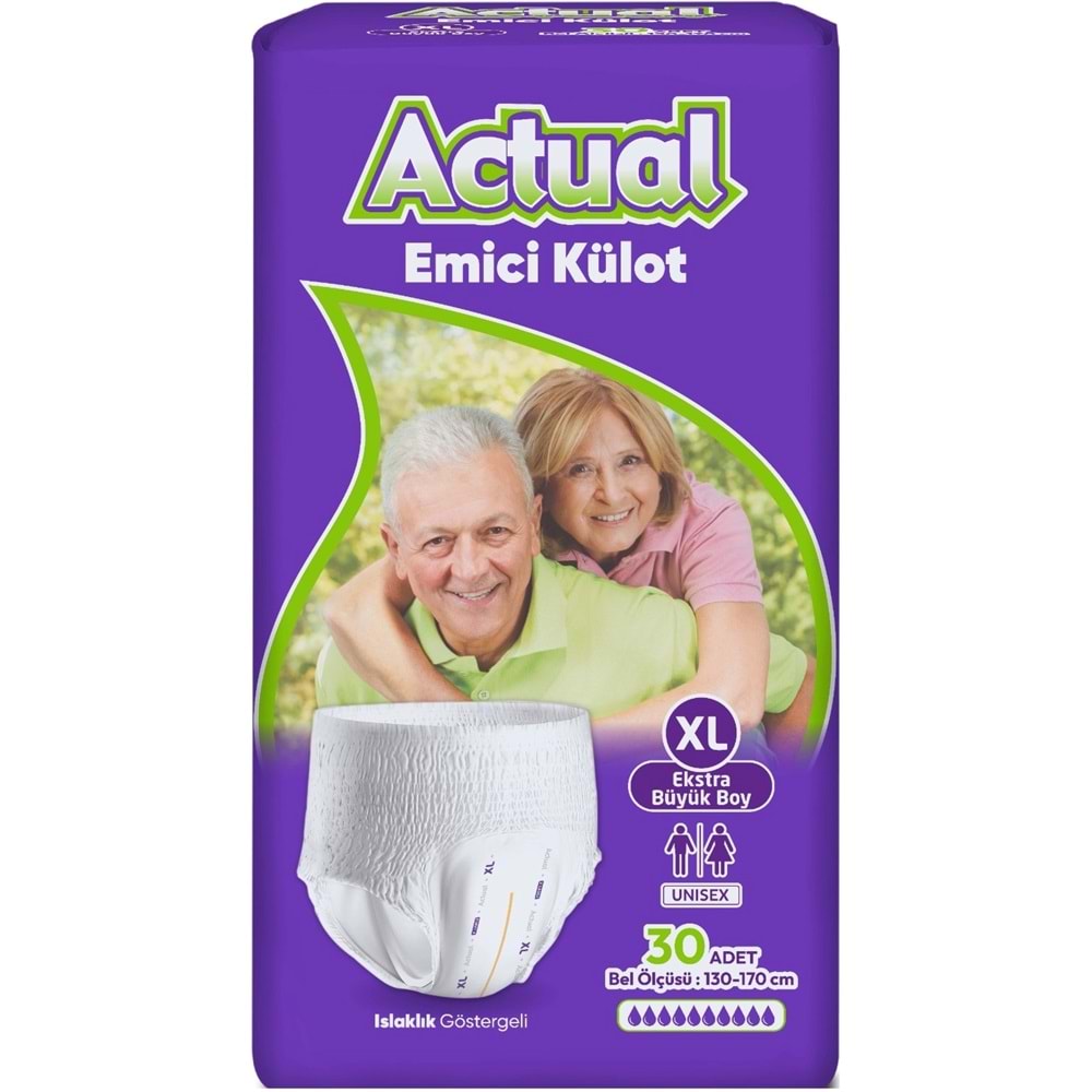 Actual Emici Külot Yetişkin Bezi XL - Extra Large - Ekstra Büyük (Islaklık Göstergeli) 240 Adet