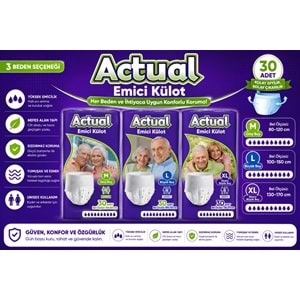 Actual Emici Külot Yetişkin Bezi XL - Extra Large - Ekstra Büyük (Islaklık Göstergeli) 240 Adet