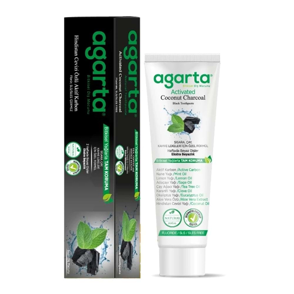 Agarta Doğal Diş Macunu 100ML Aktif Karbonlu (5 Li Set)