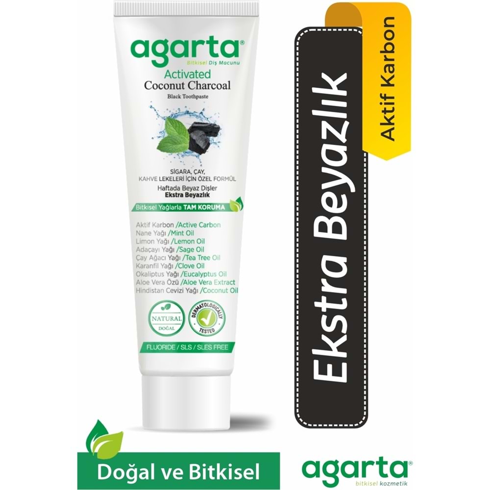 Agarta Doğal Diş Macunu 100ML Aktif Karbonlu (12 Li Set)
