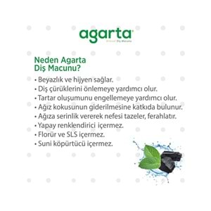 Agarta Doğal Diş Macunu 100ML Aktif Karbonlu (12 Li Set)