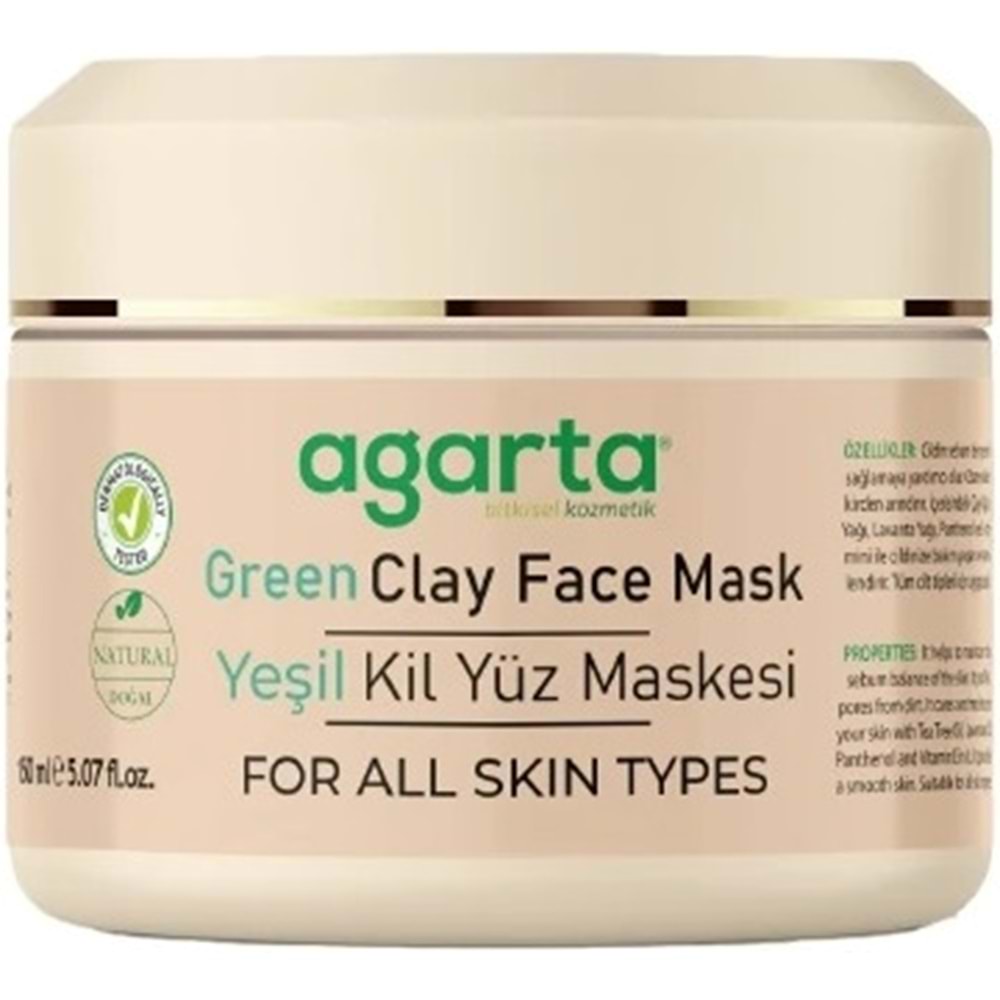 Agarta Doğal Yeşil Kil Yüz Maskesi 150ML (5 Li Set)
