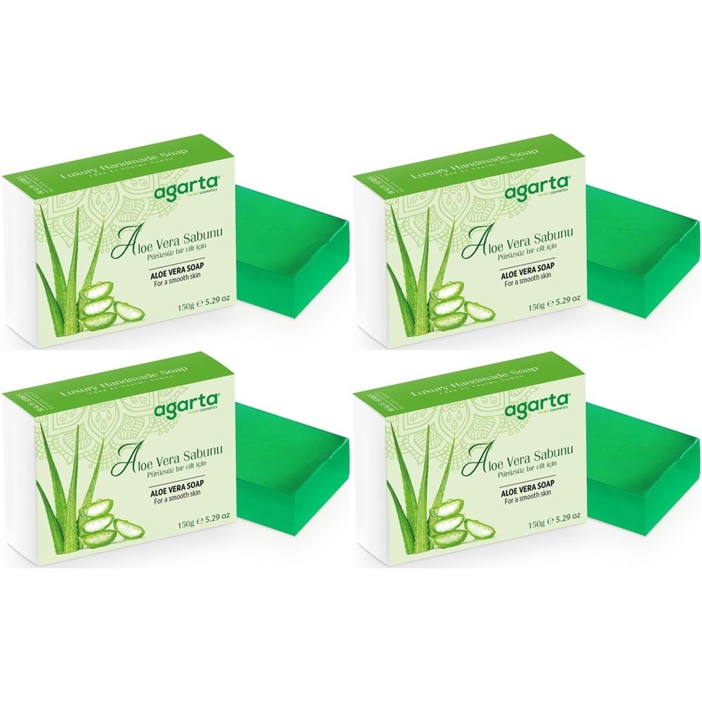 Agarta El Yapımı Doğal Sabun 150GR Aloe Vera (4 Lü Set)